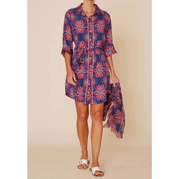 ModaPosa Carlotta Belted Embellished Shirt Dress size large - Picture 1 of 10